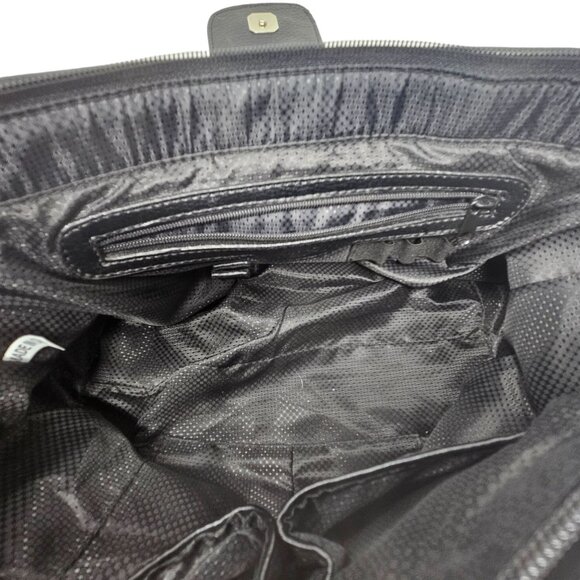 M.C. Marc Chantal Leather Purse Black Tote Croc Alligator Double Strap Bag - Picture 8 of 14